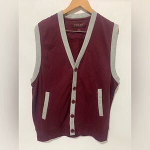 Koman Men's Burgundy Cardigan Vest